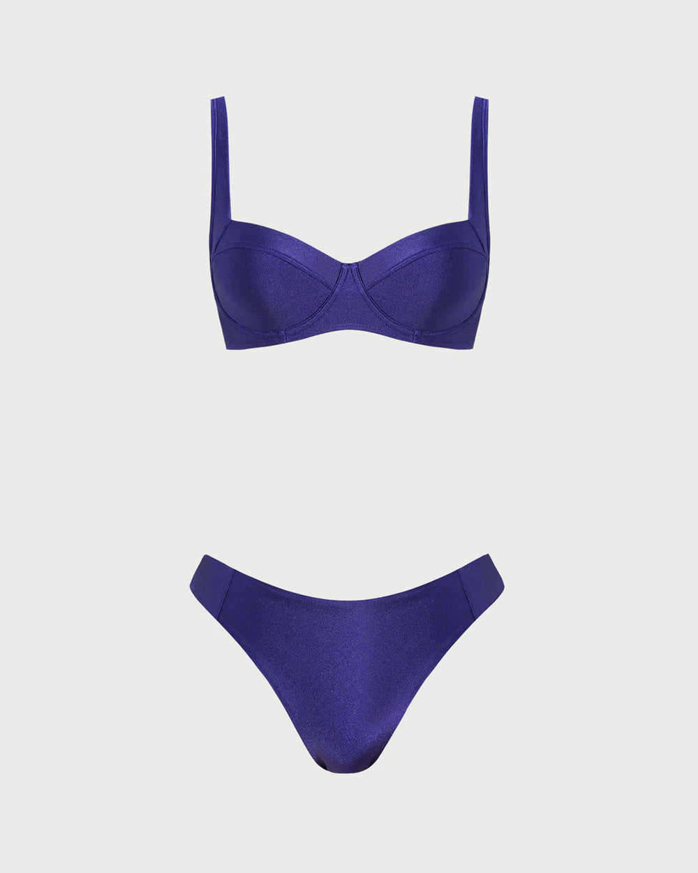 Navy Sweetheart Neck Underwire Bikini Sets | Rihoas