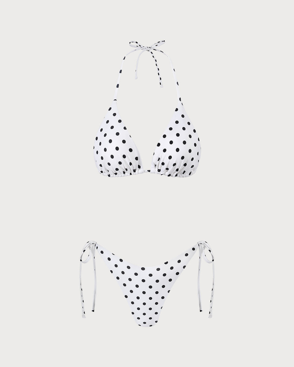 White Halter Polka Dot Triangle Bikini Set | Rihoas