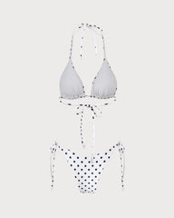 White Halter Polka Dot Triangle Bikini Set | Rihoas