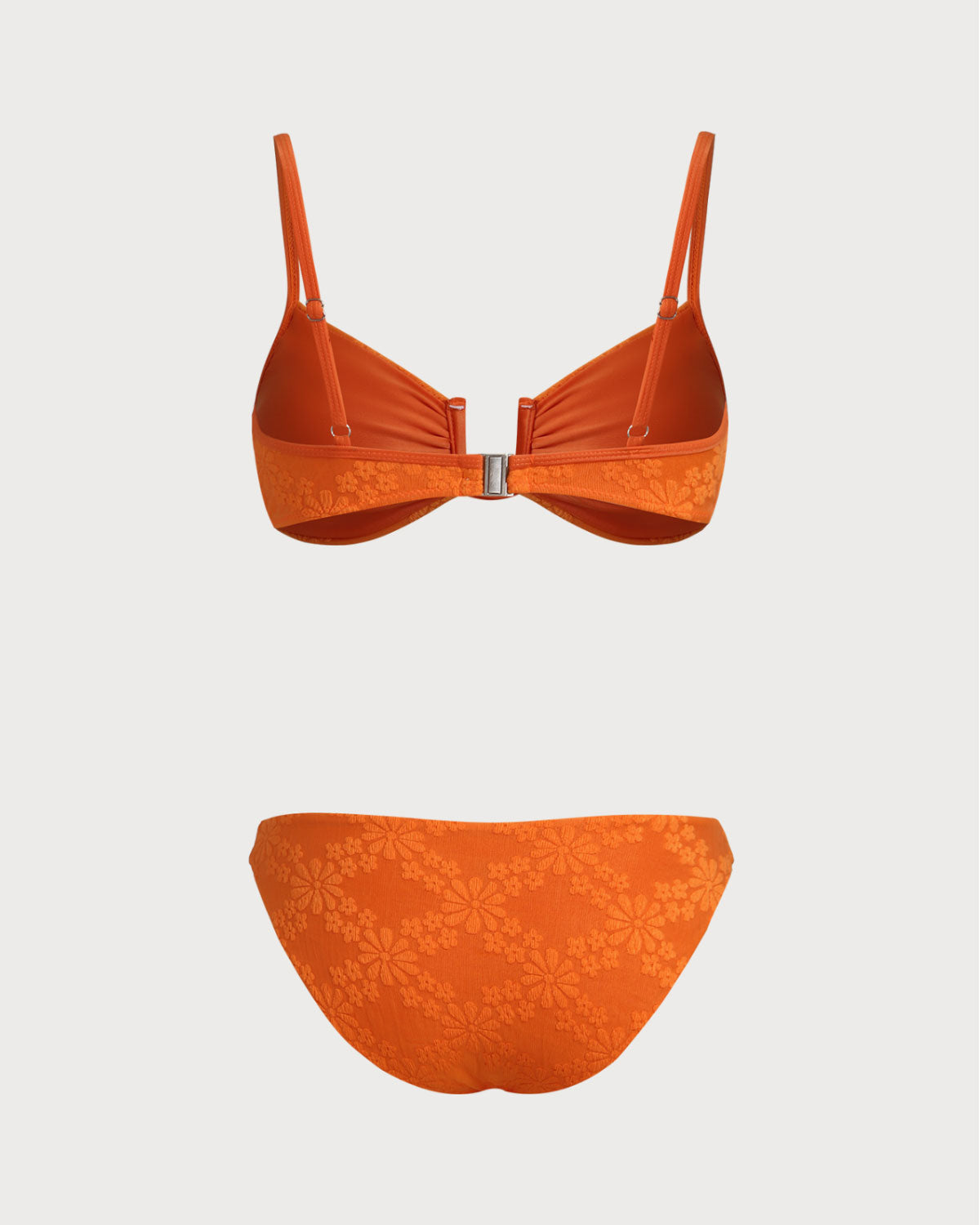 Orange Jacquard Bralette Bikini Set | Rihoas