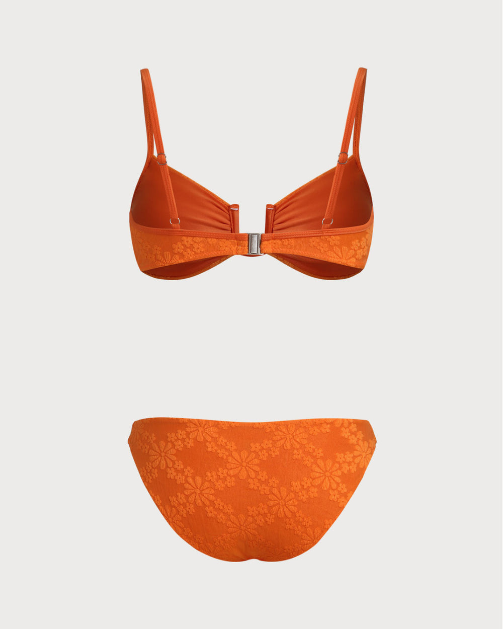 Orange Jacquard Bralette Bikini Set | Rihoas