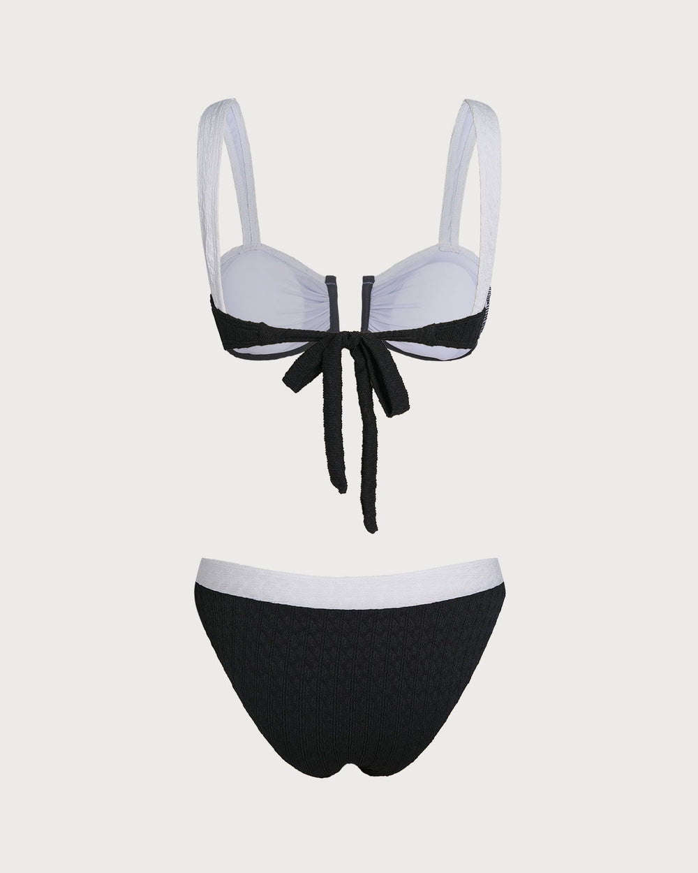 Black Contrast U Neck Triangle Bikini Set | Rihoas