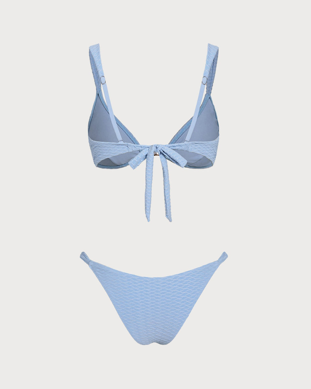 Blue Textured Triangle Bikini Set | Rihoas