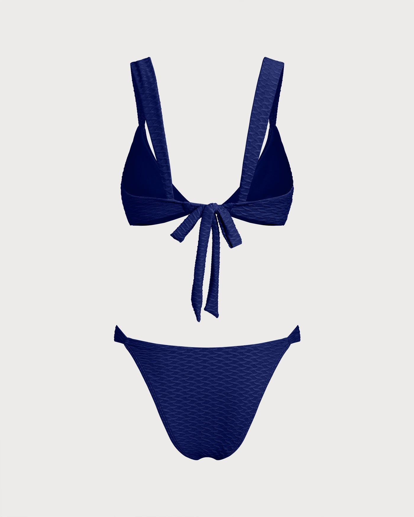 Blue Textured Triangle Bikini Set | Rihoas