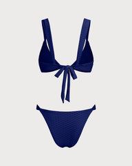 Blue Textured Triangle Bikini Set | Rihoas