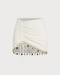 Beige Textured Sequins Cover-up | Rihoas