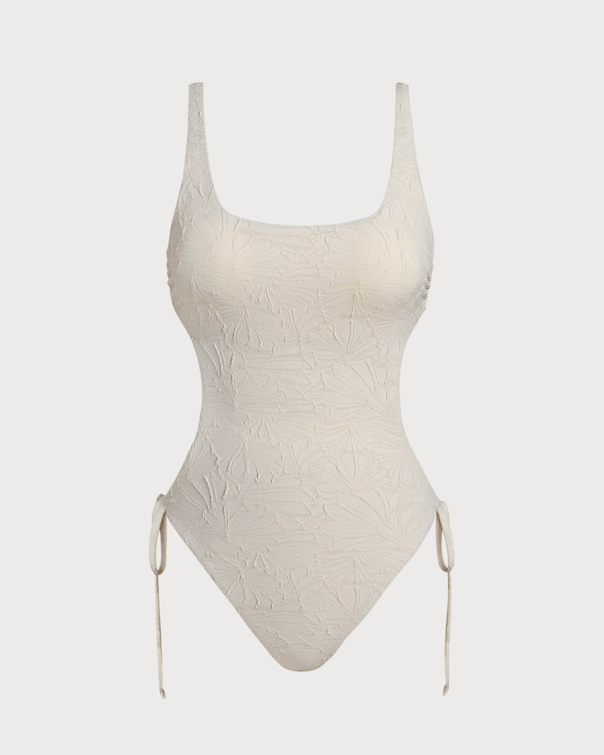 White Textured Bralette One Piece Swimwear | Rihoas