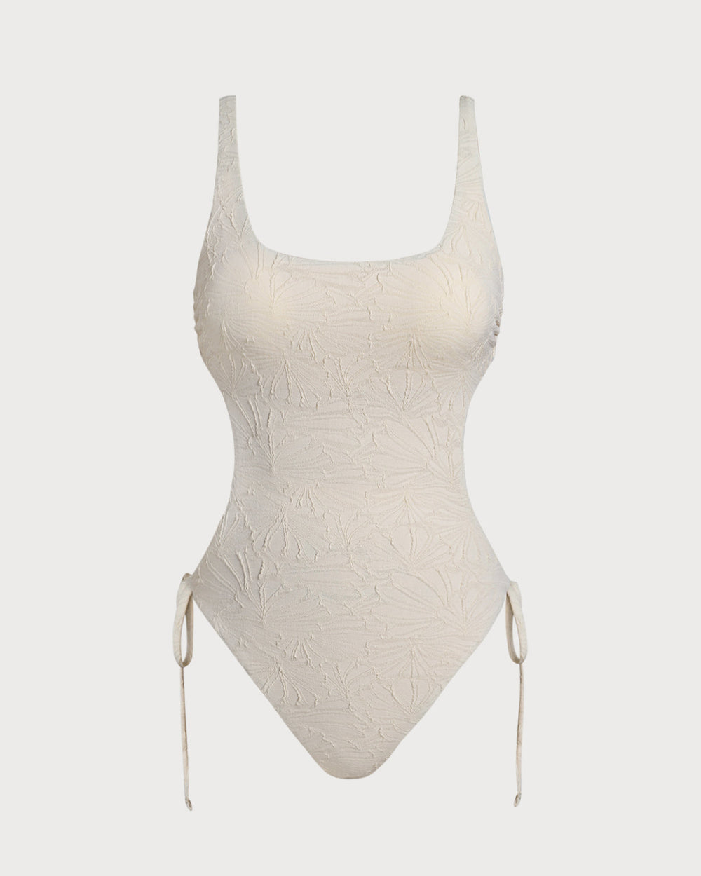 White Textured Bralette One Piece Swimwear | Rihoas