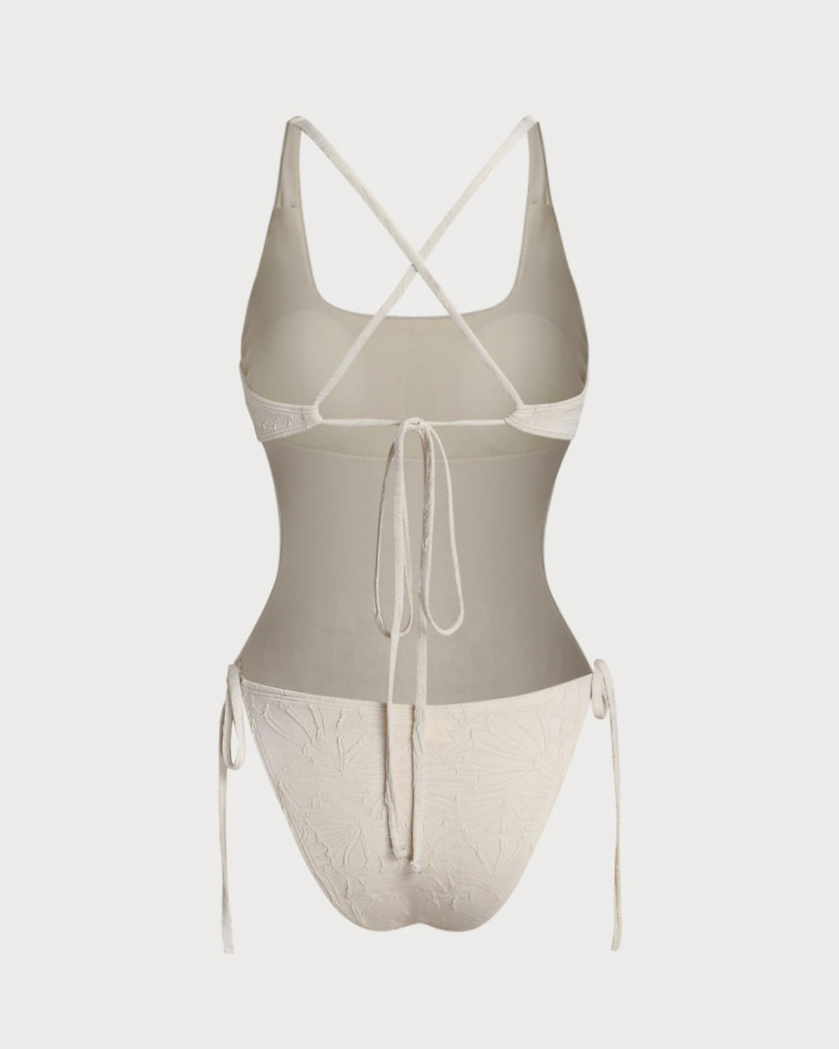 White Textured Bralette One Piece Swimwear | Rihoas