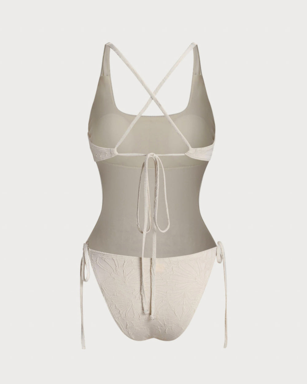 White Textured Bralette One Piece Swimwear | Rihoas