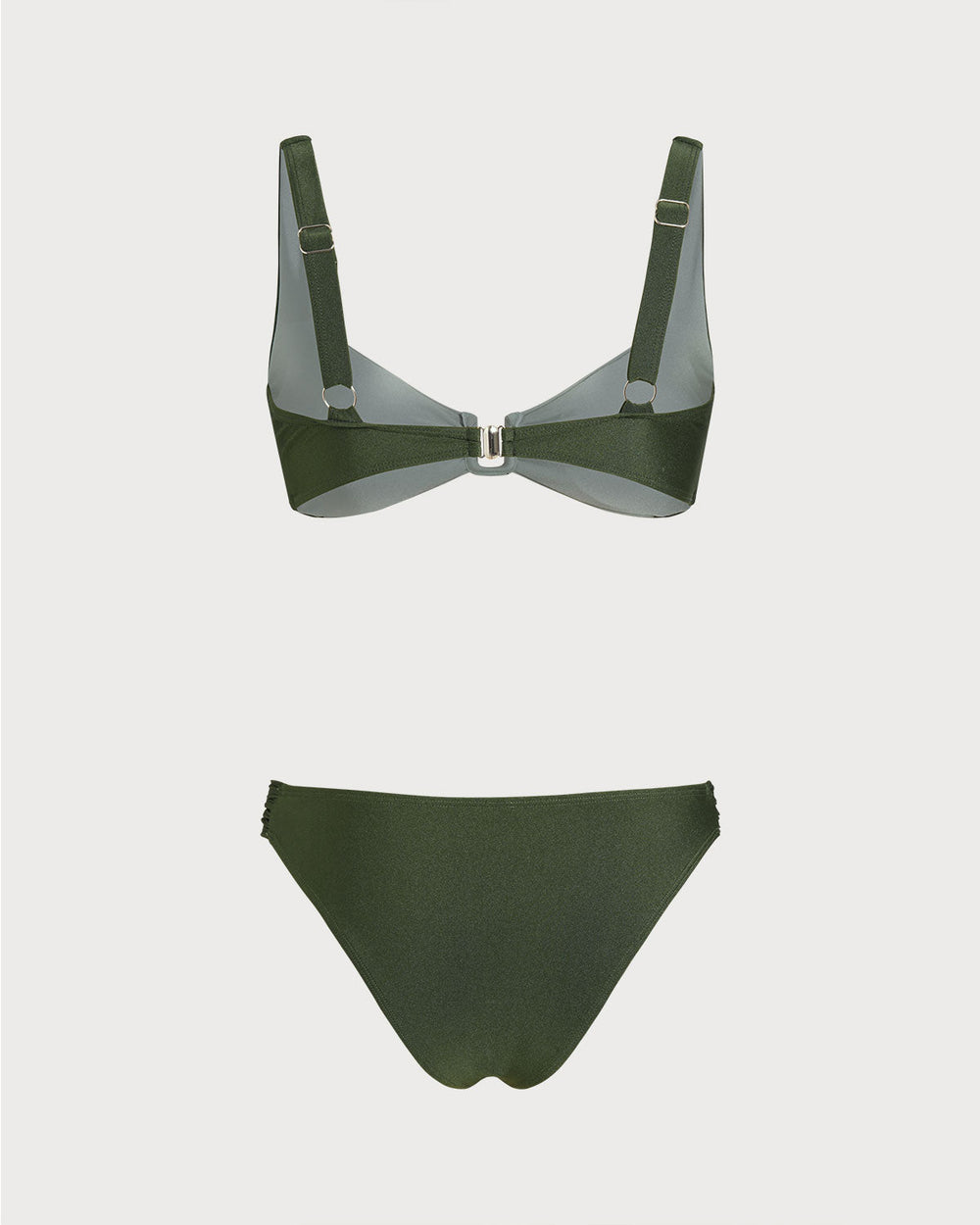 Green  Contrasting Bralette Bikini Sets | Rihoas
