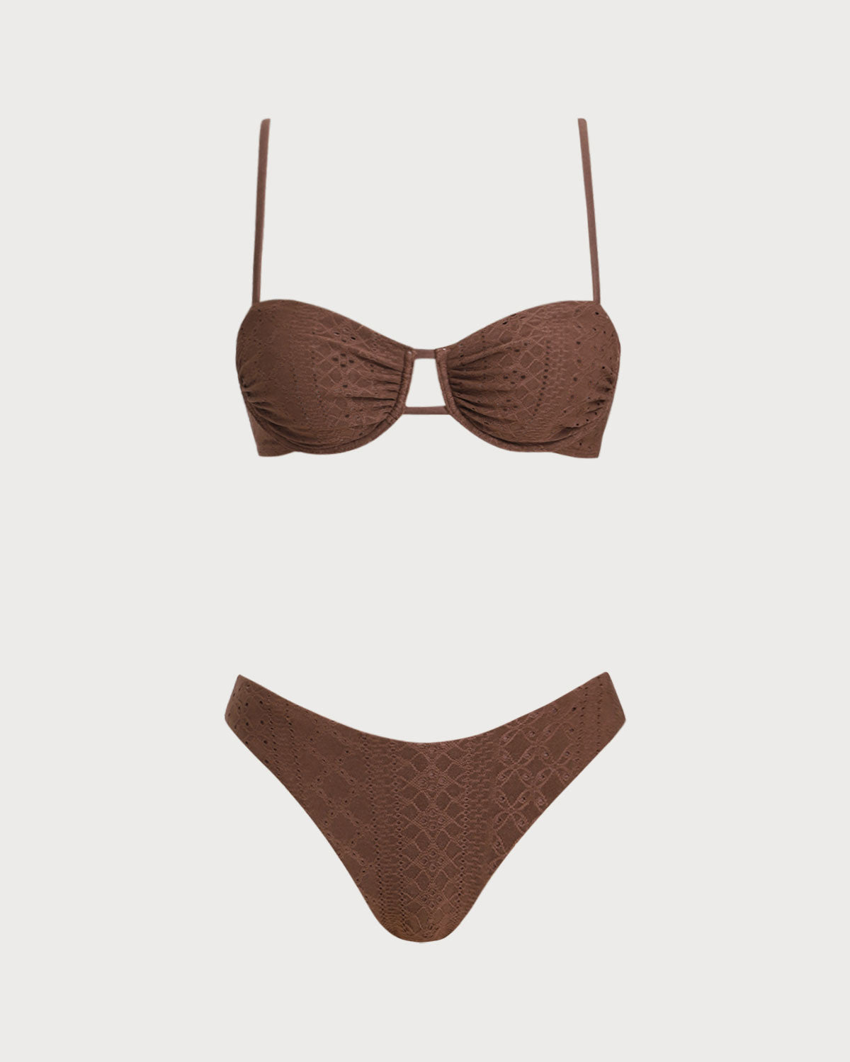 Brown Textured Underwire Bikini Set | Rihoas