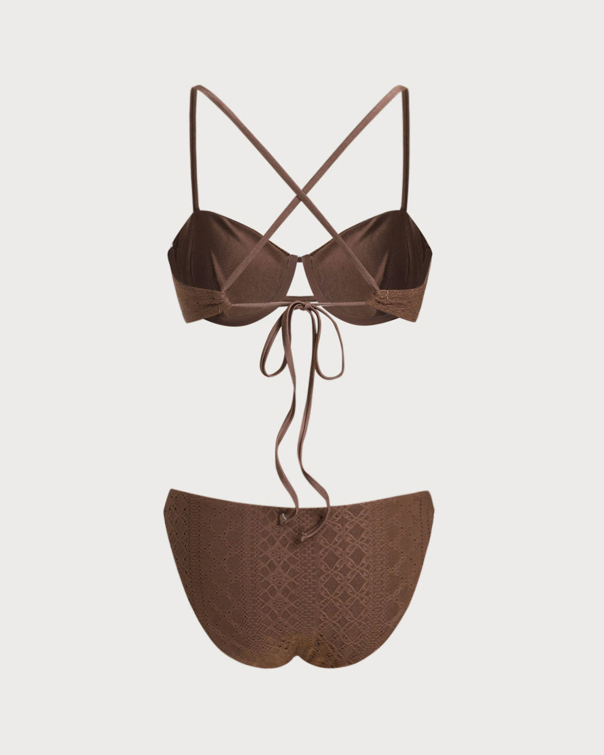 Brown Textured Underwire Bikini Set | Rihoas