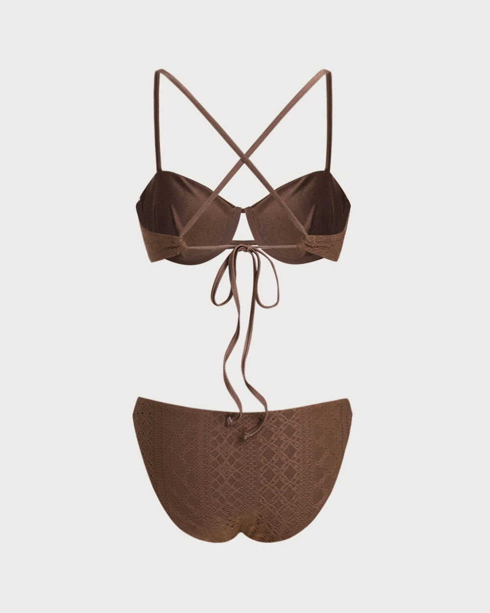Brown Textured Underwire Bikini Set | Rihoas