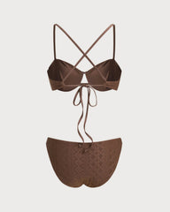 Brown Textured Underwire Bikini Set | Rihoas
