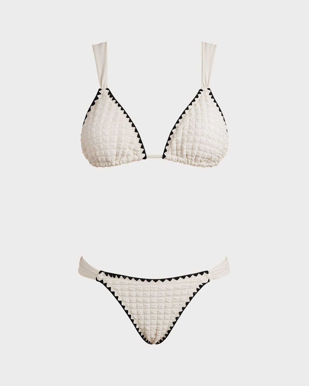 White Contrasting Triangle Bikini Set | Rihoas