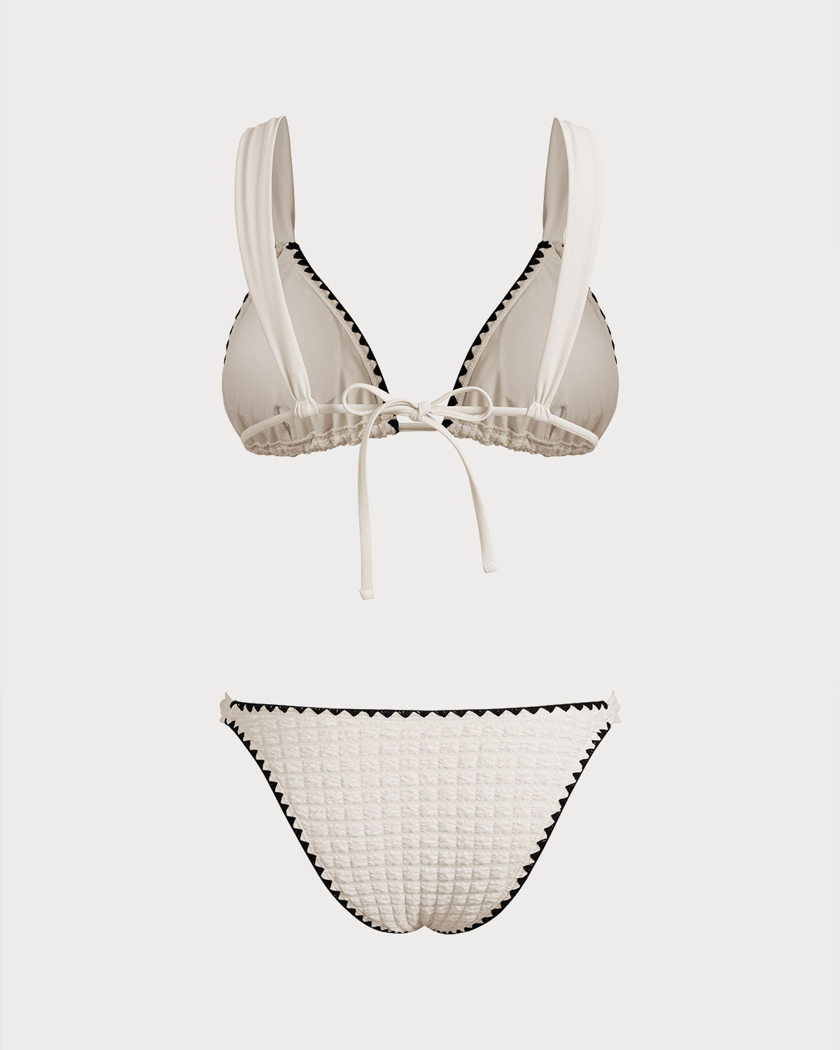 White Contrasting Triangle Bikini Set | Rihoas
