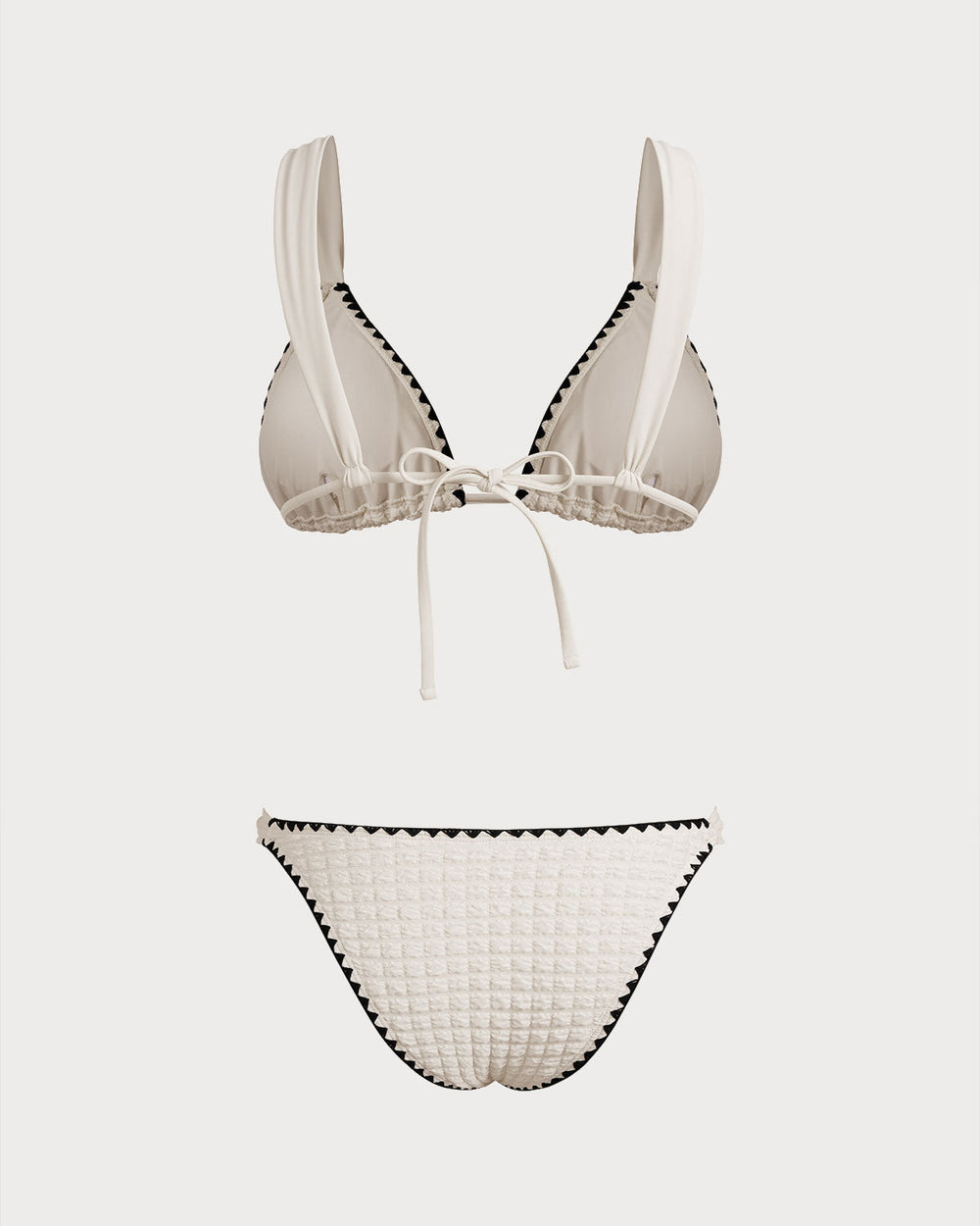 White Contrasting Triangle Bikini Set | Rihoas