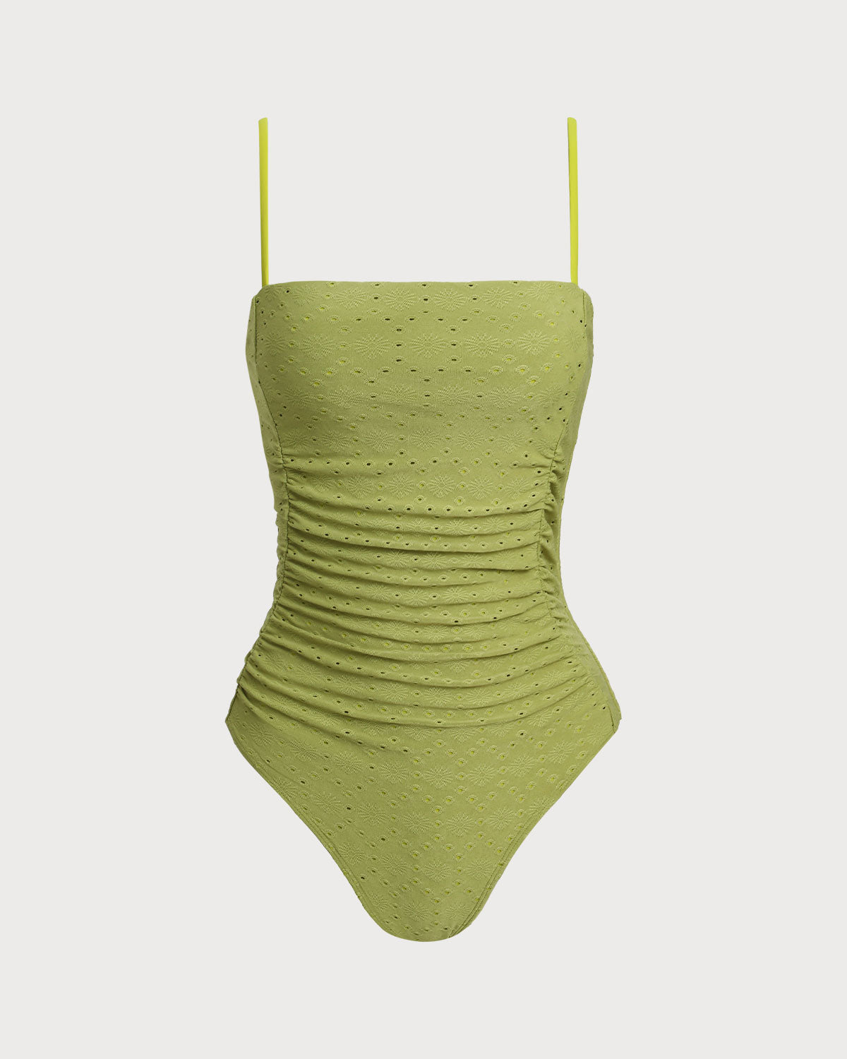 Green Jacquard Bralette One Piece Swimwear | Rihoas