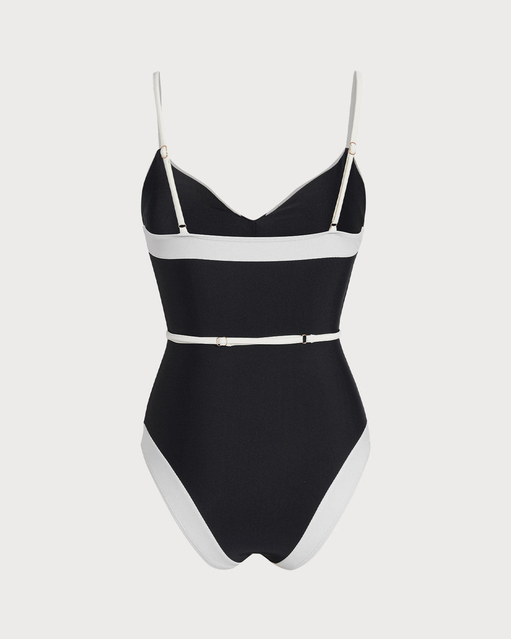 Black Contrasting V Neck One Piece Swimwear | Rihoas