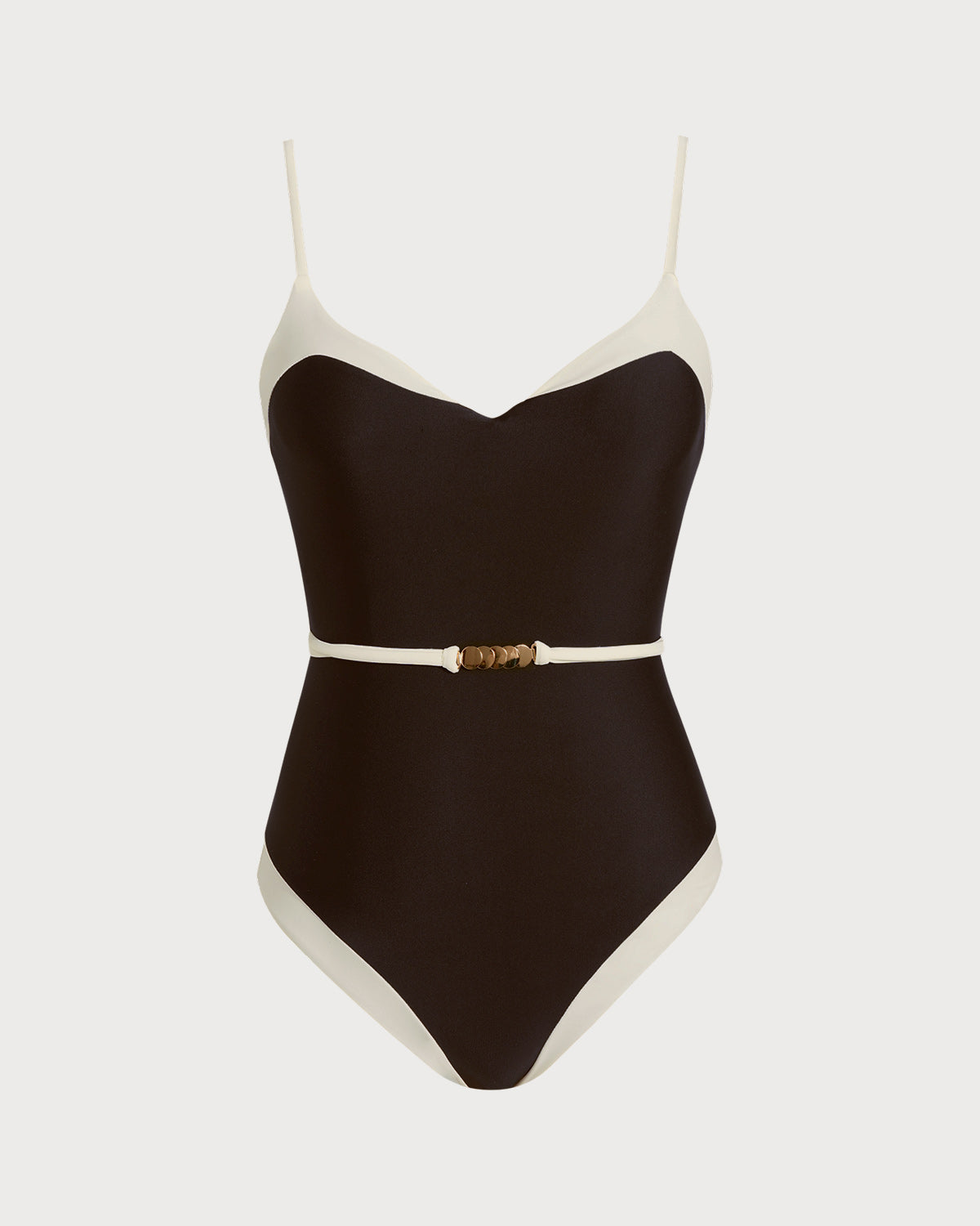 Brown V Neck Bralette One Piece | Rihoas
