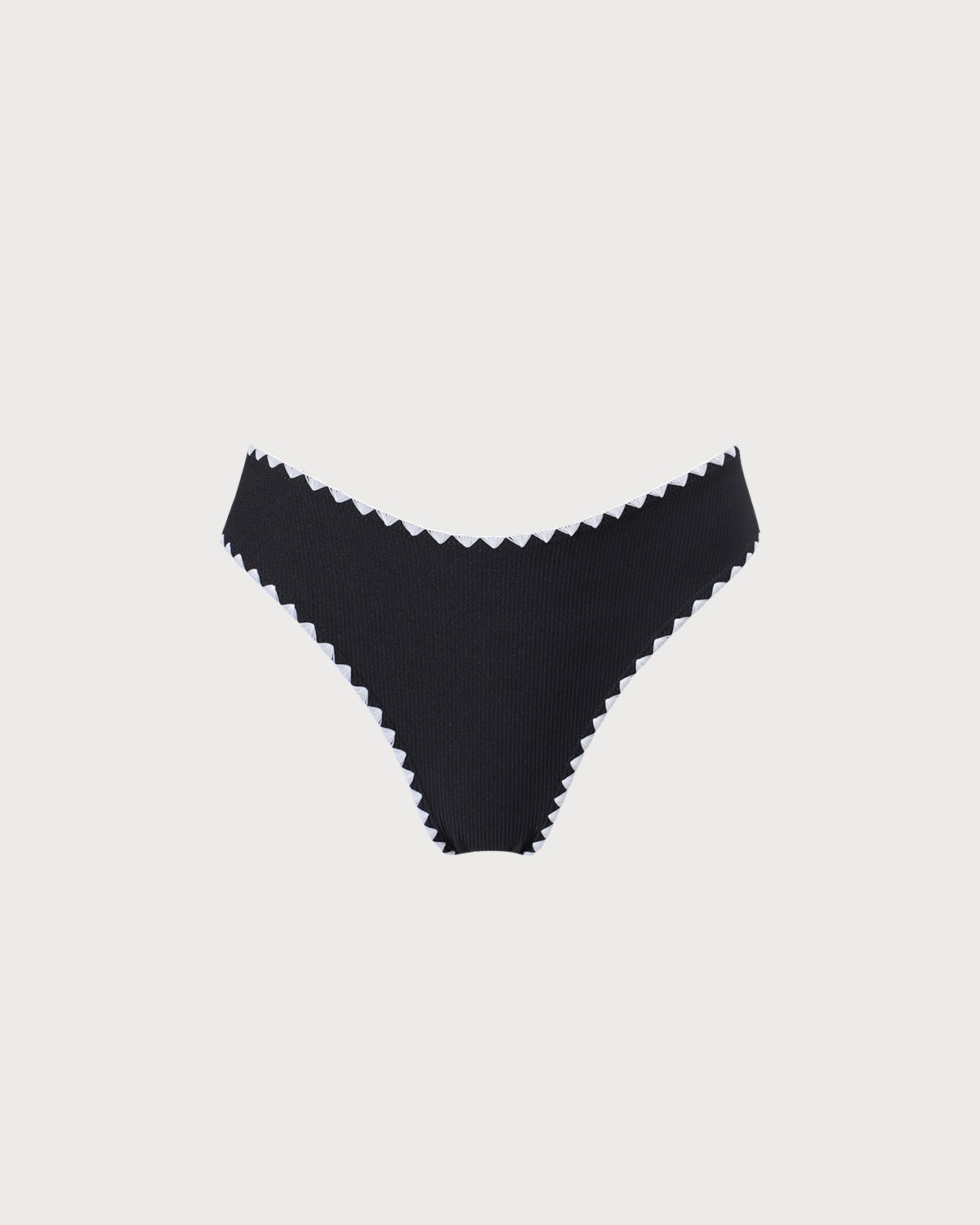 The Black Contrast Ribbed Bikini Bottom | Rihoas