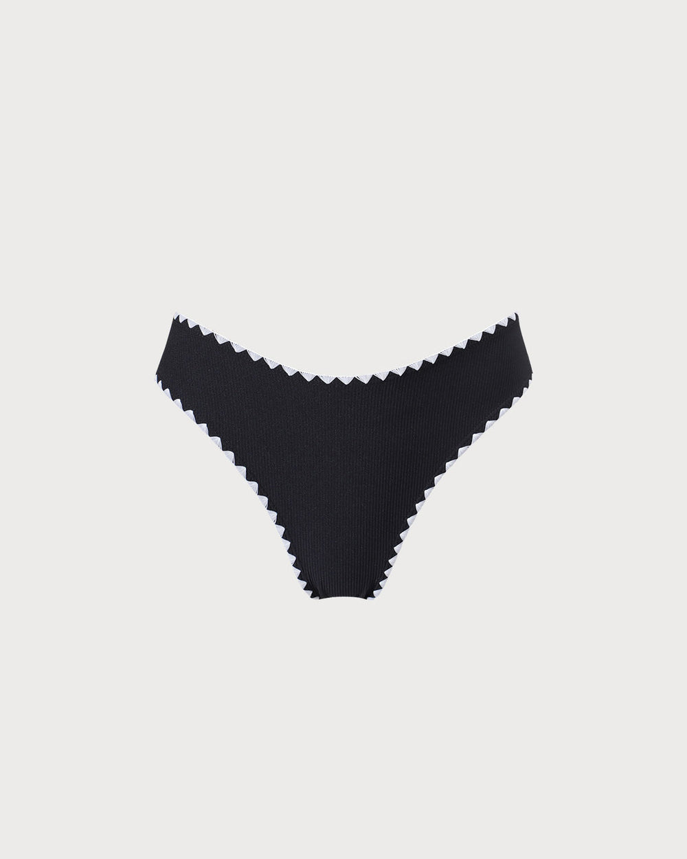 The Black Contrast Ribbed Bikini Bottom | Rihoas