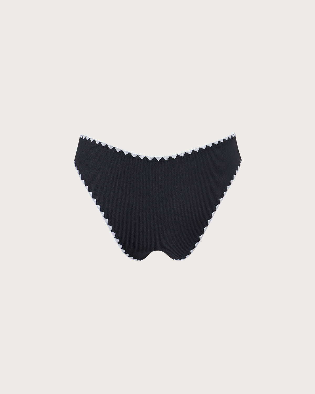 The Black Contrast Ribbed Bikini Bottom | Rihoas