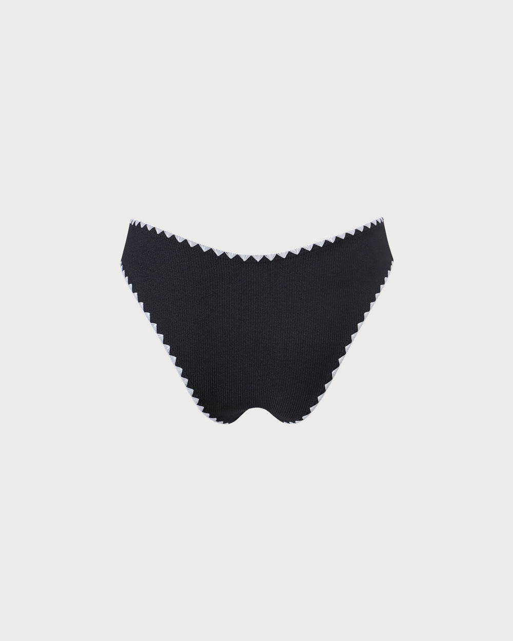 The Black Contrast Ribbed Bikini Bottom | Rihoas
