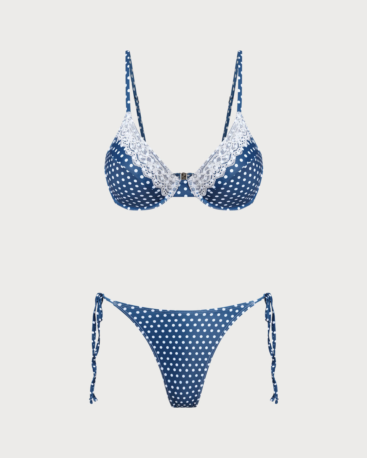 Blue Polka Dot Underwire Bikini Set | Rihoas