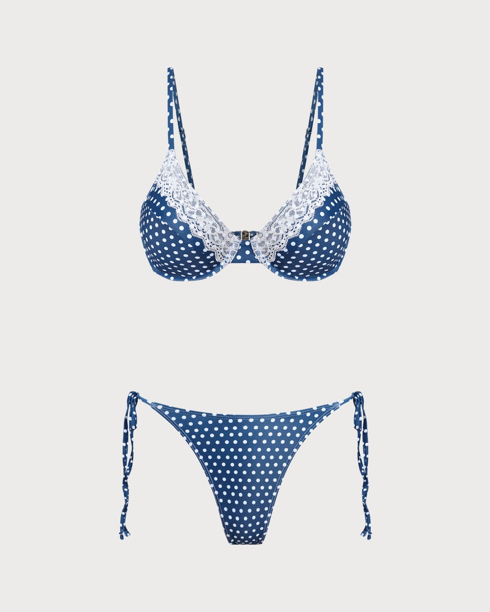 Blue Polka Dot Underwire Bikini Set | Rihoas