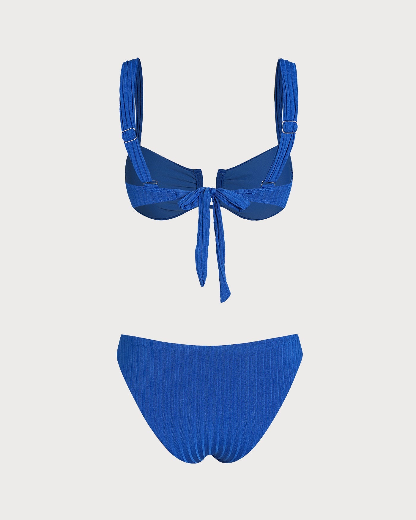 Blue Textured Triangle Bikini Set | Rihoas