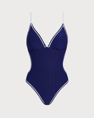 Blue X Cross Bralette One Piece Swimwear | Rihoas