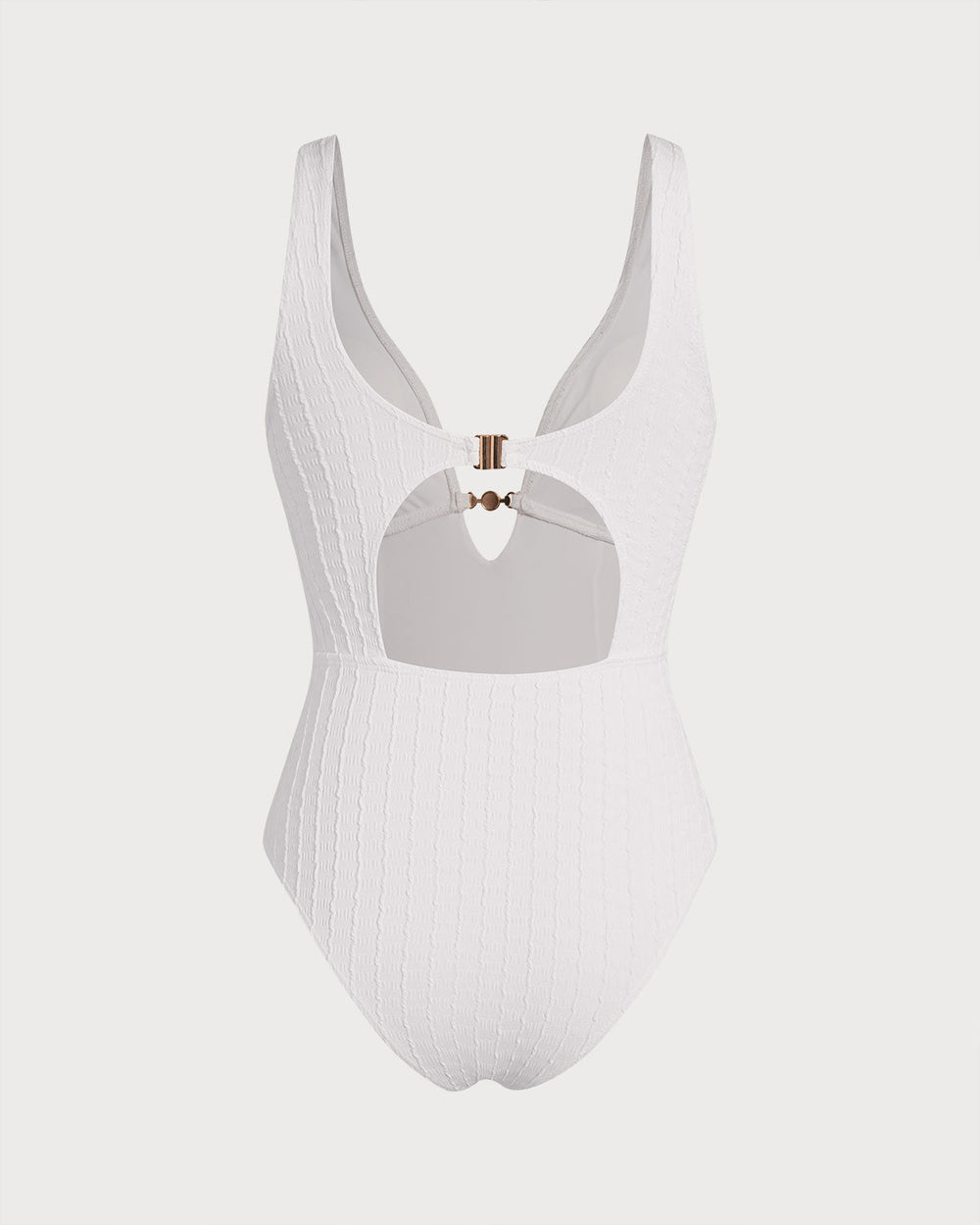 White Textured Cut Out One-Piece | Rihoas
