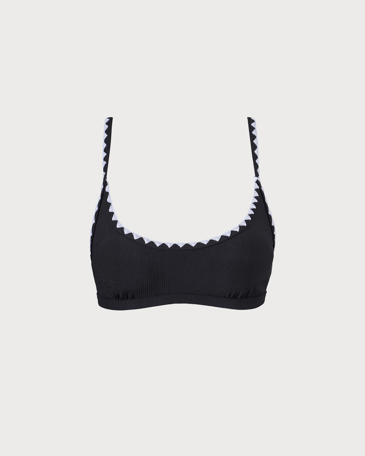 The Black Contrast Ribbed Bikini Top | Rihoas