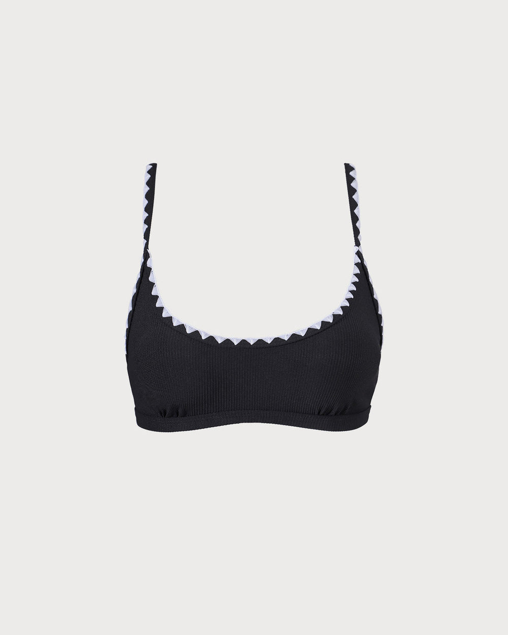 The Black Contrast Ribbed Bikini Top | Rihoas