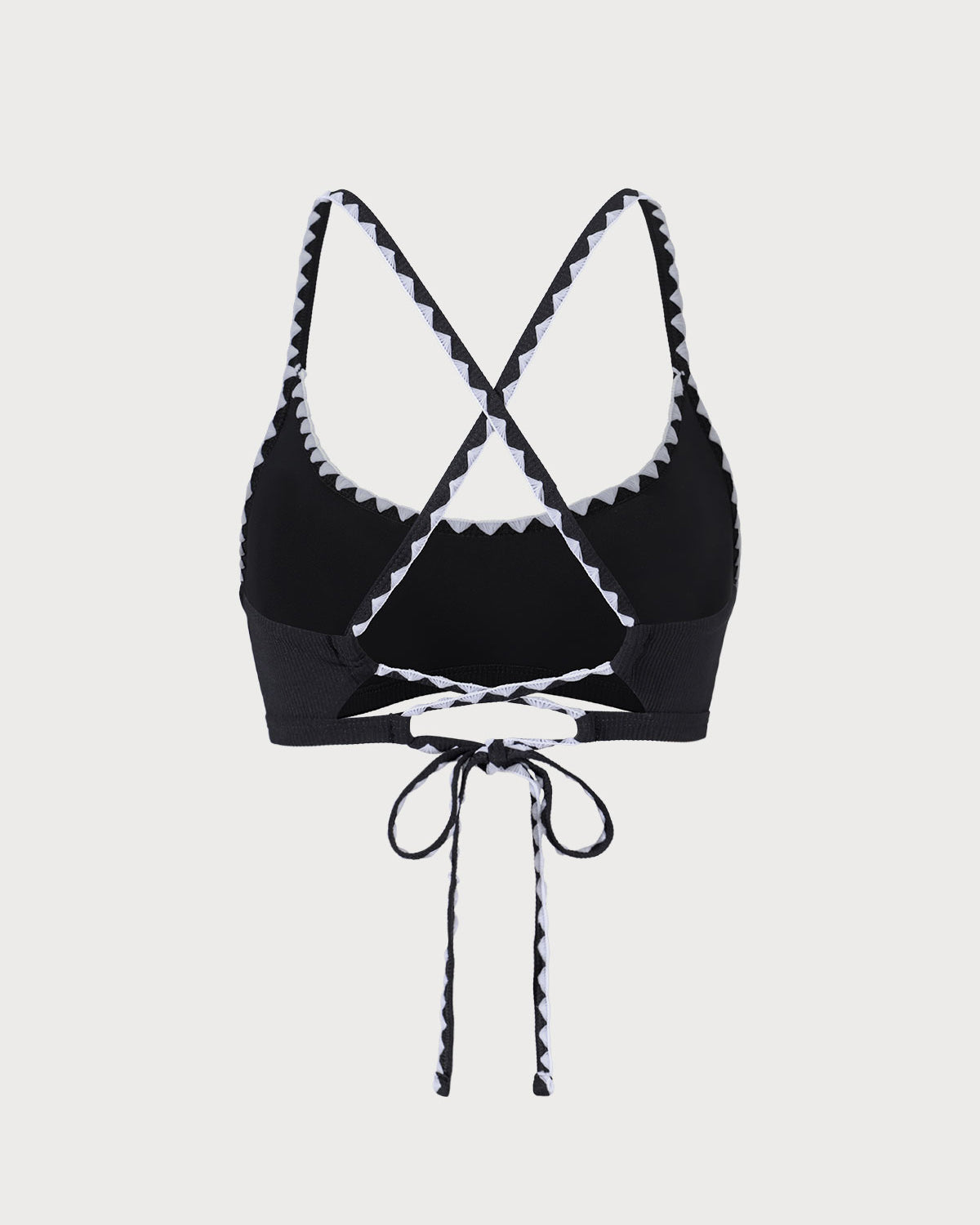 The Black Contrast Ribbed Bikini Top | Rihoas