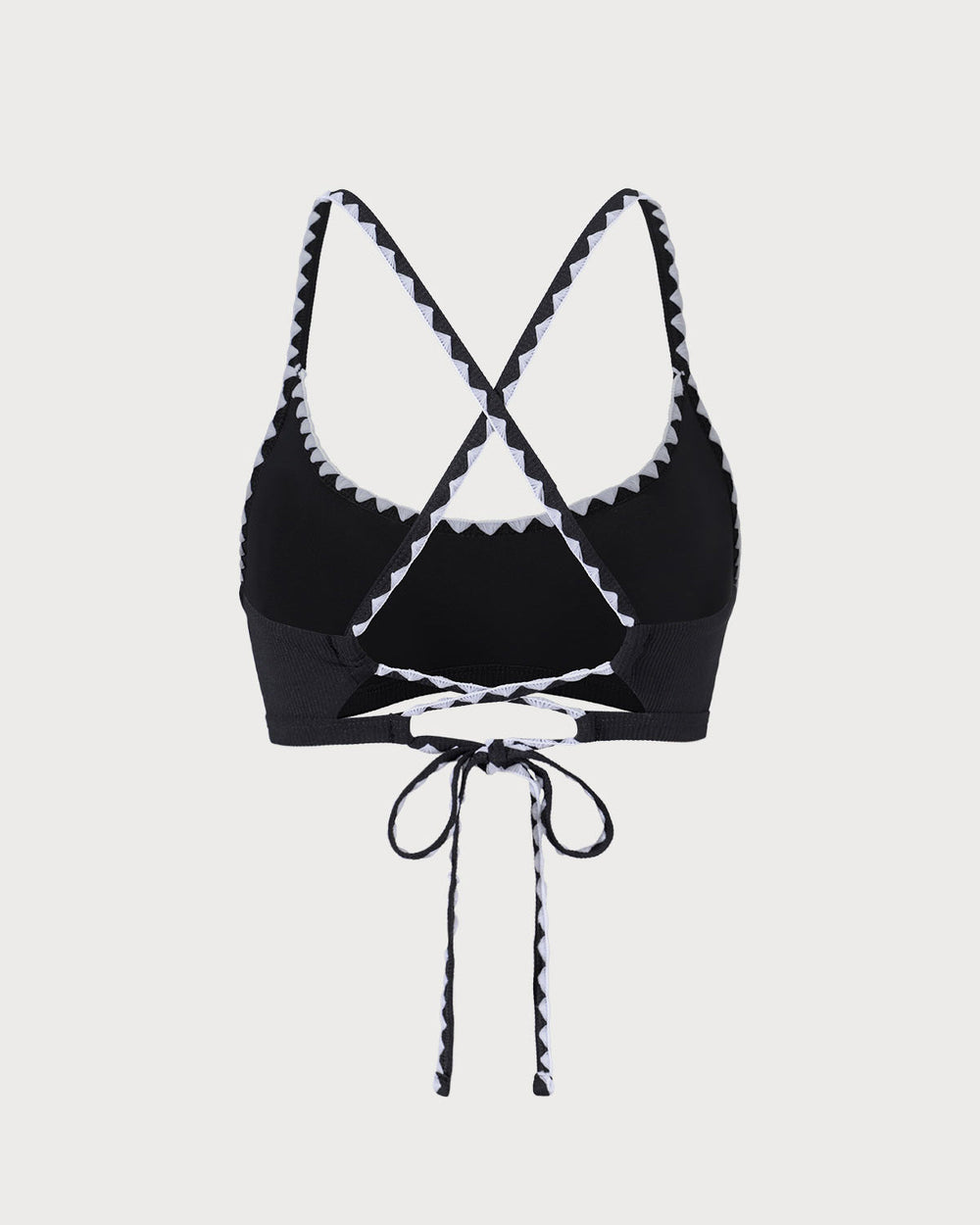 The Black Contrast Ribbed Bikini Top | Rihoas