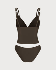 Coffee High Stretch Tankini Set | Rihoas