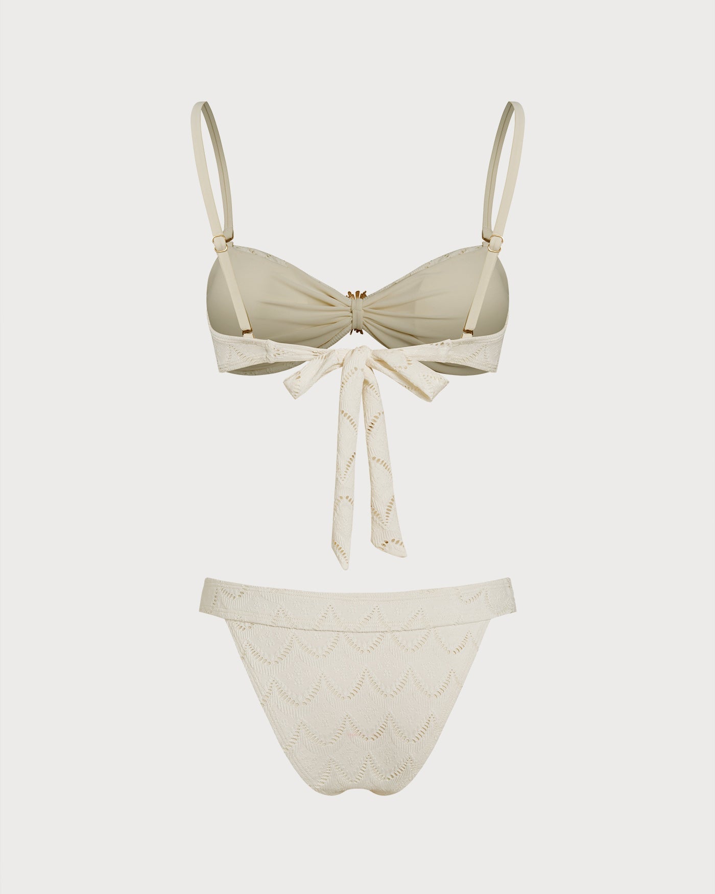 White Drawstring Bandeau Bikini Set | Rihoas