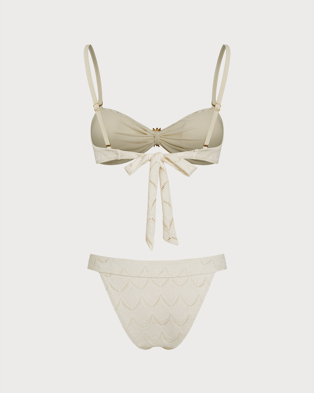 White Drawstring Bandeau Bikini Set | Rihoas