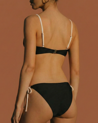 Black Contrasting Bralette Bikini Sets | Rihoas
