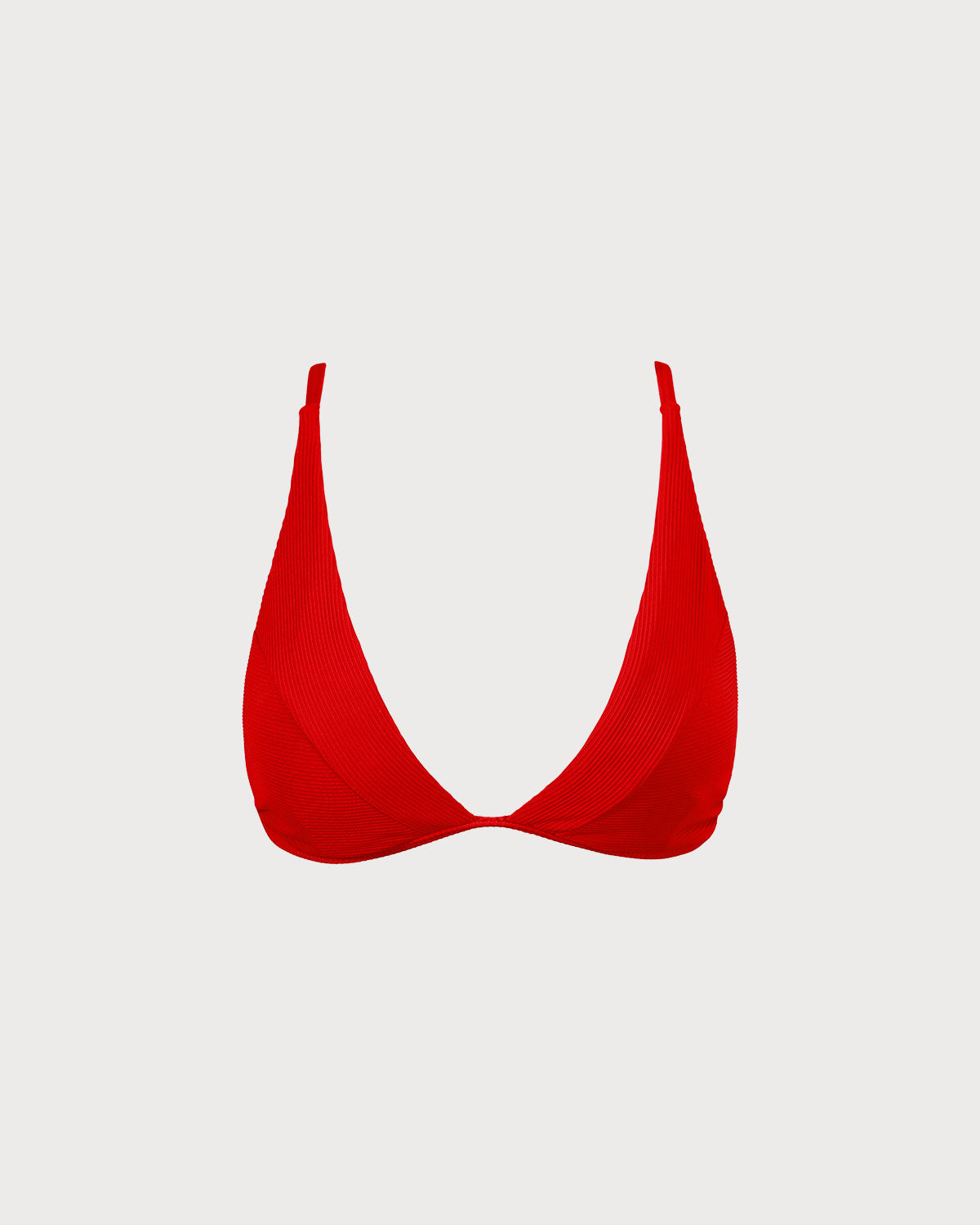 The Red Ribbed Cross Back Bikini Top | Rihoas