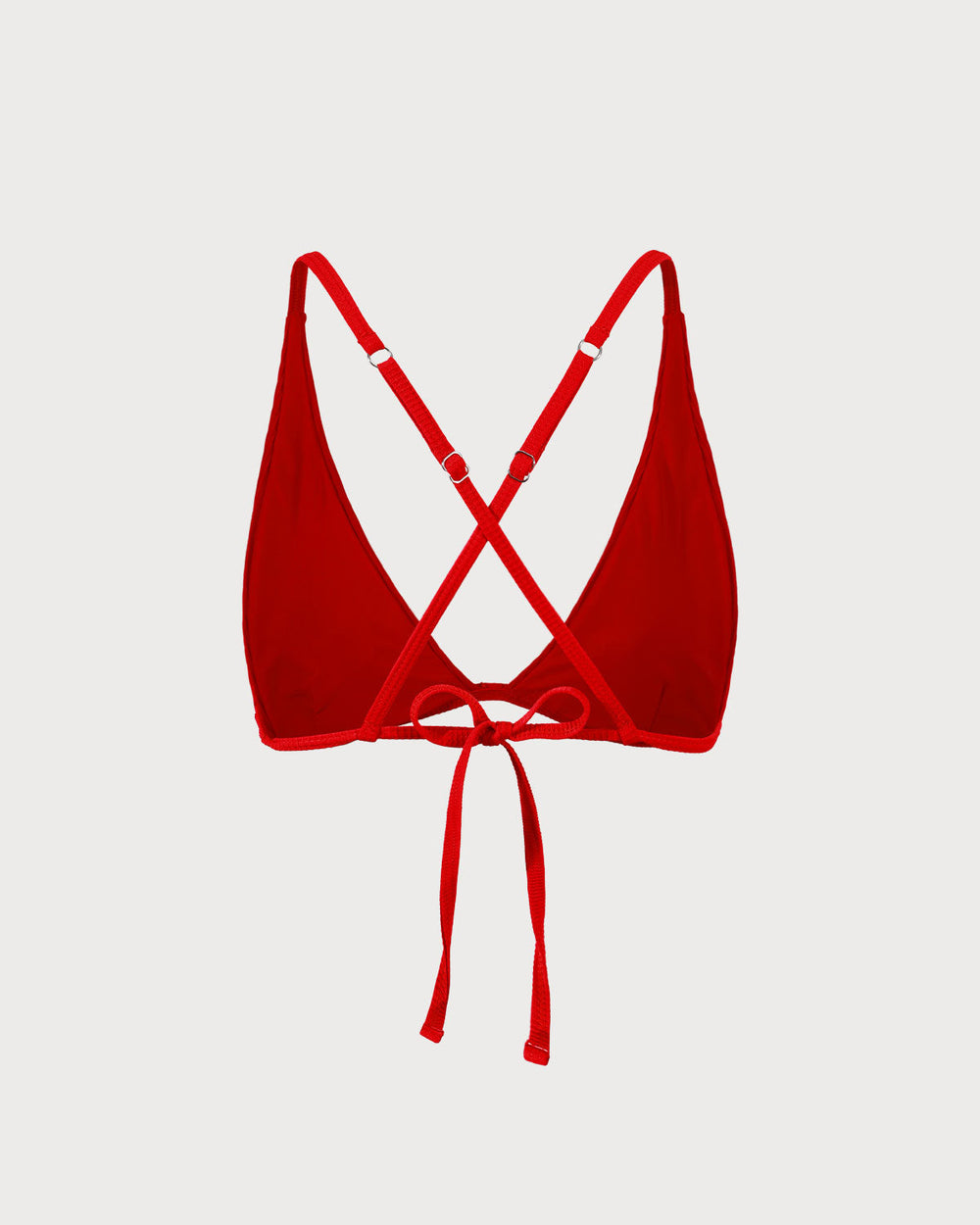 The Red Ribbed Cross Back Bikini Top | Rihoas