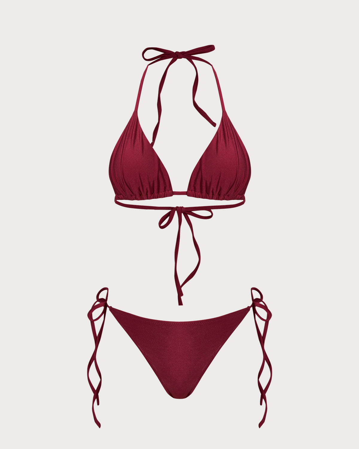 Red Triangle Drawstring Bikini Set | Rihoas