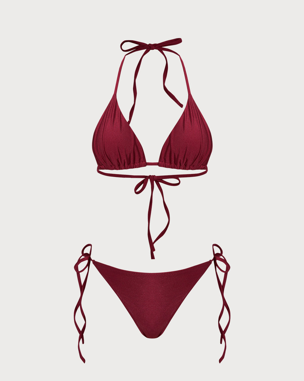 Red Triangle Drawstring Bikini Set | Rihoas