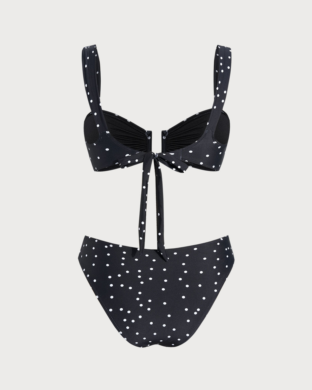Black Polka Dots Bandeau Bikini Set | Rihoas