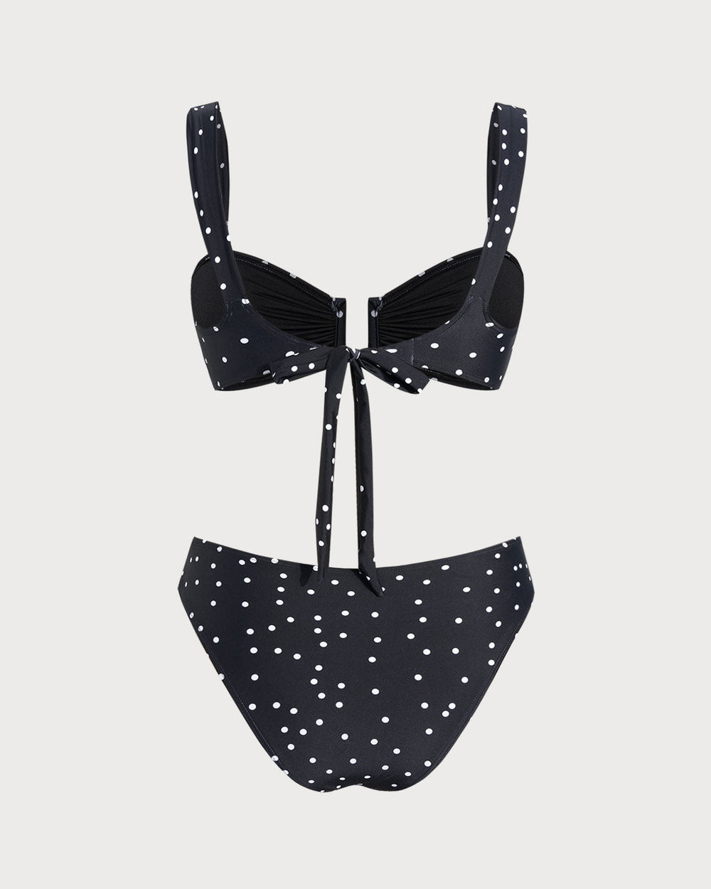Black Polka Dots Bandeau Bikini Set | Rihoas