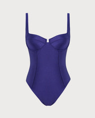 Navy Underwire One Piece Swimwear | Rihoas