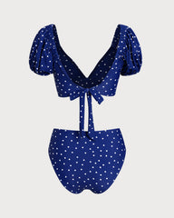 Blue Polka Dot Bikini Set | Rihoas